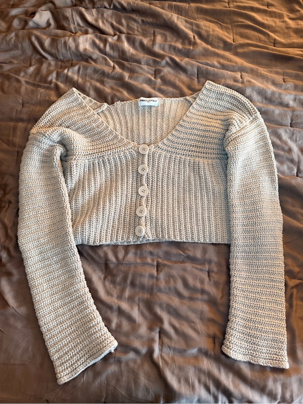 Princess Polly Maela Knit Cardigan Mocha - Picture 6 of 10